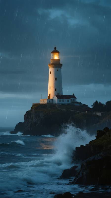 灯塔夜雨图片