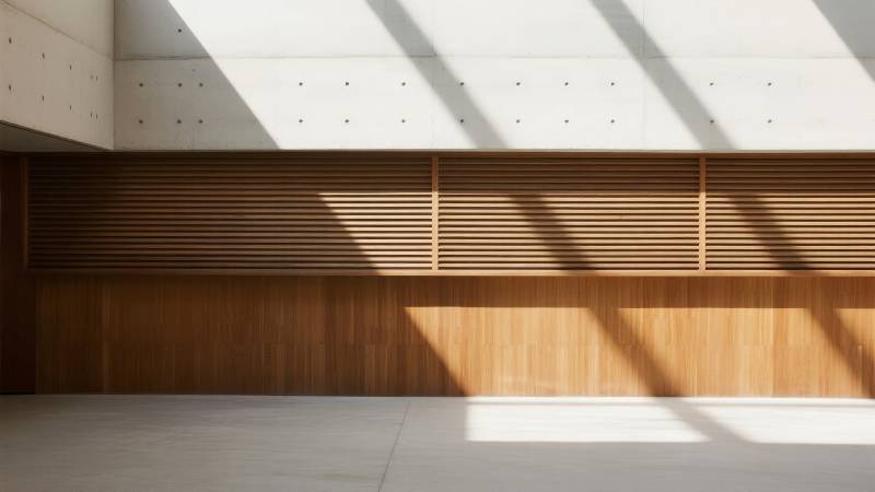 光影交错的木质墙面图片