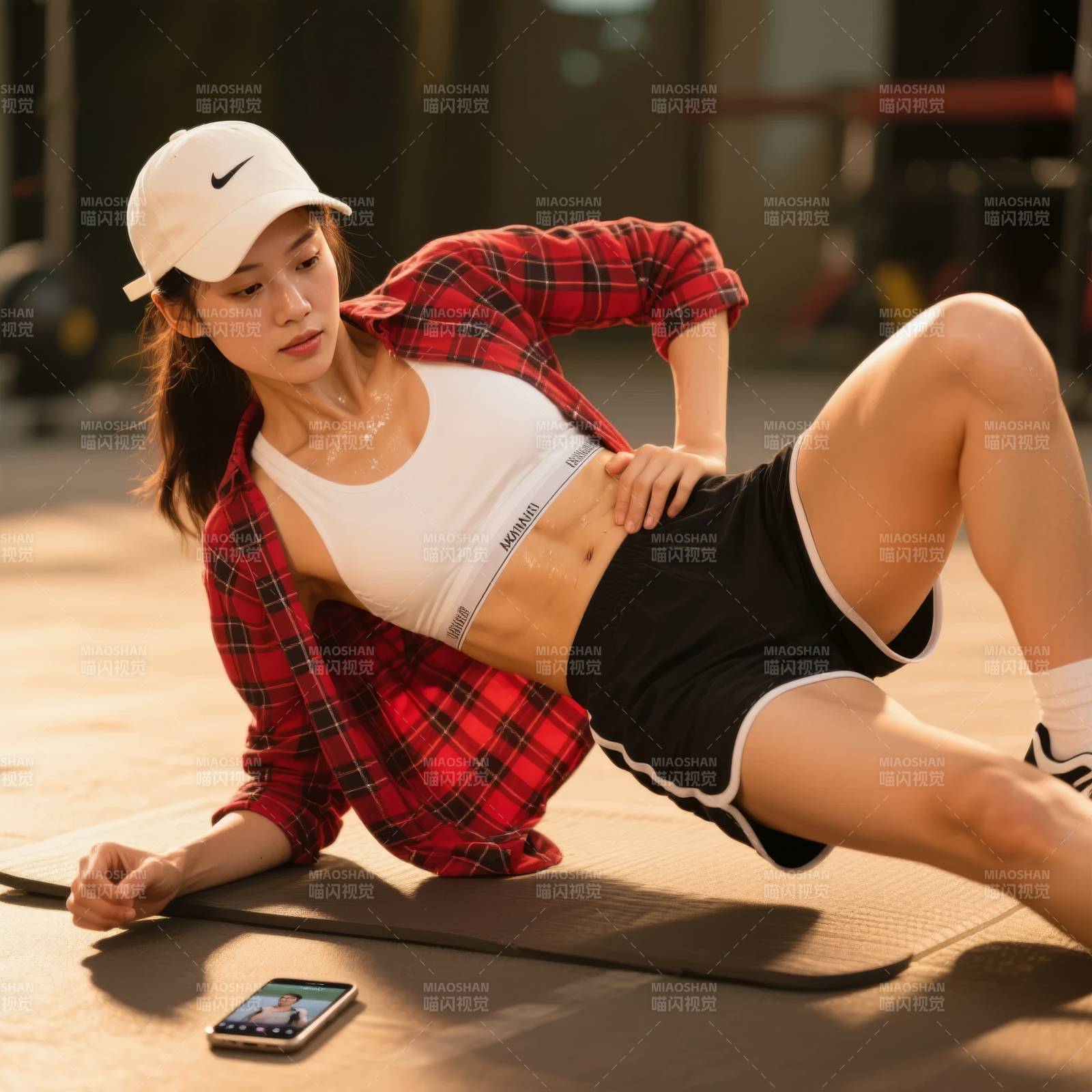 运动女孩健身瞬间图片