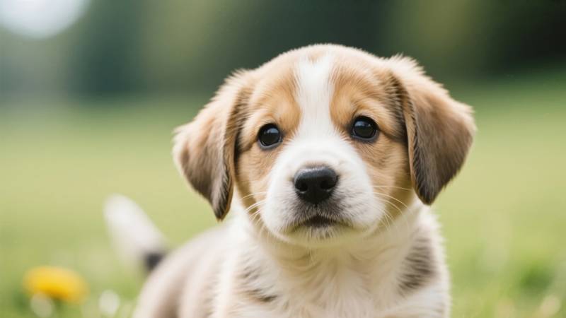 萌犬初生 草间嬉戏图片