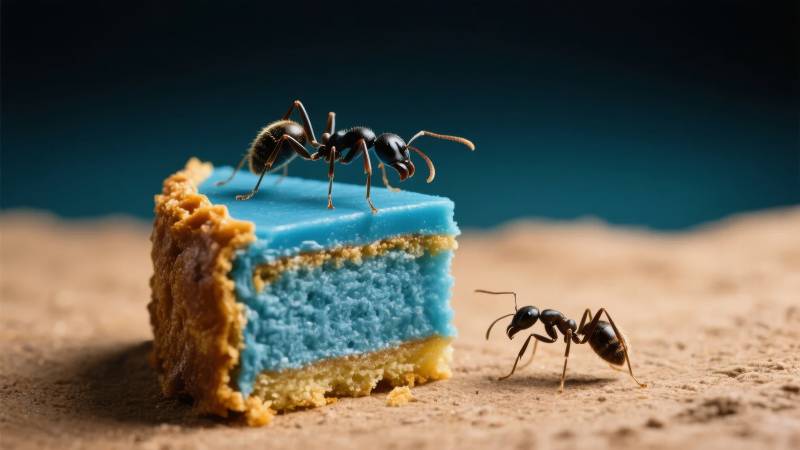 蚂蚁与蓝蛋糕图片