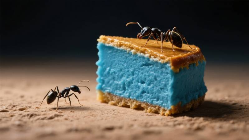 蚂蚁与蓝蛋糕图片