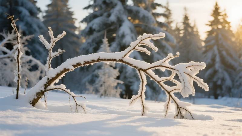 雪覆枝头冬景图片