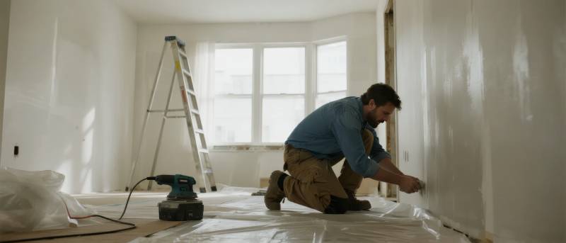 装修工人正在施工图片