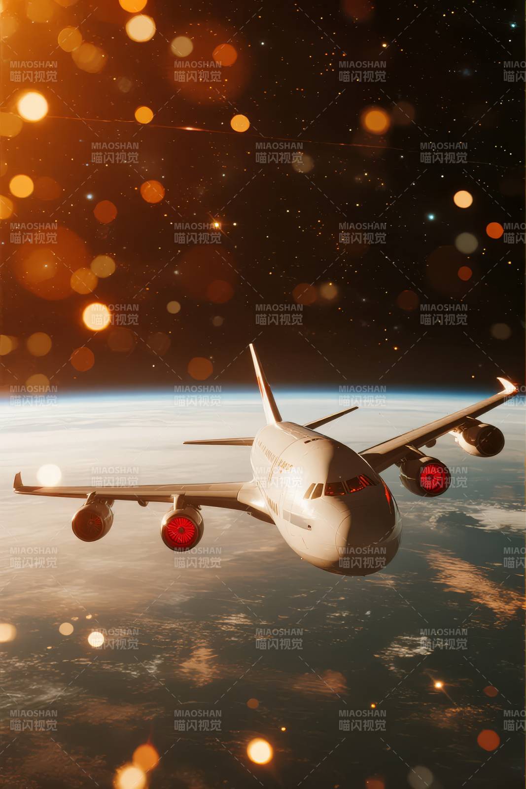 飞机翱翔宇宙图片