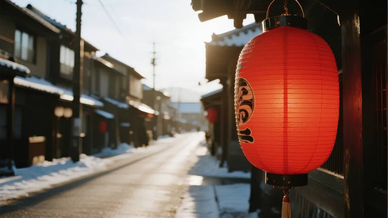 雪街红灯笼图片