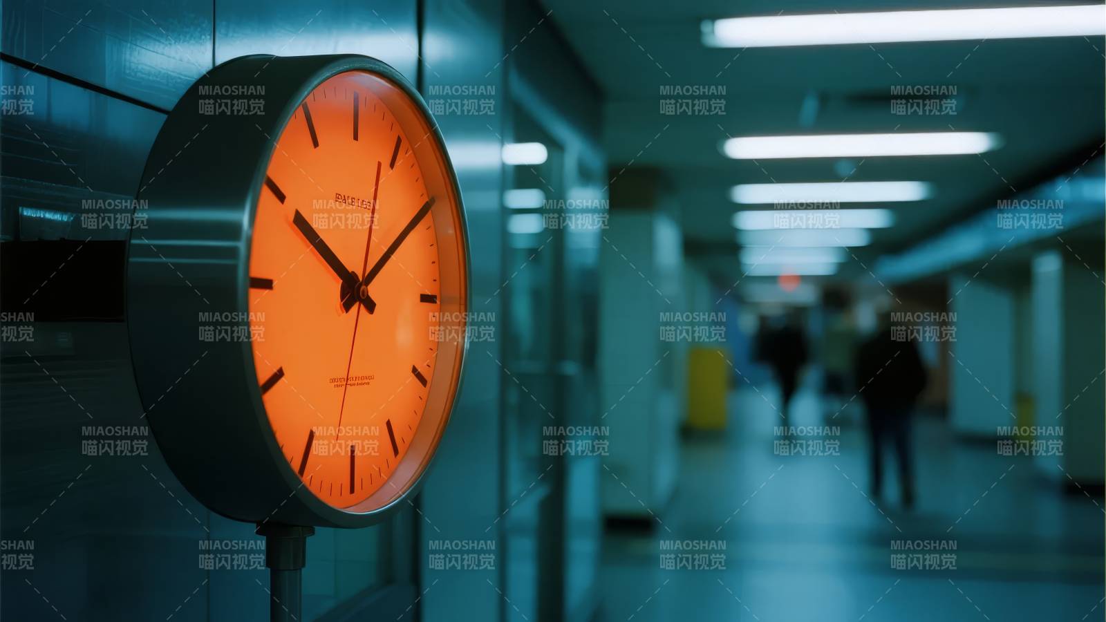 橙色时钟走廊图片