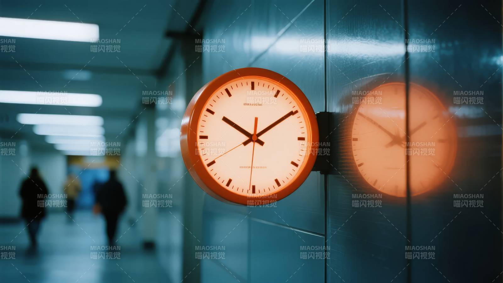 走廊时钟映影图片