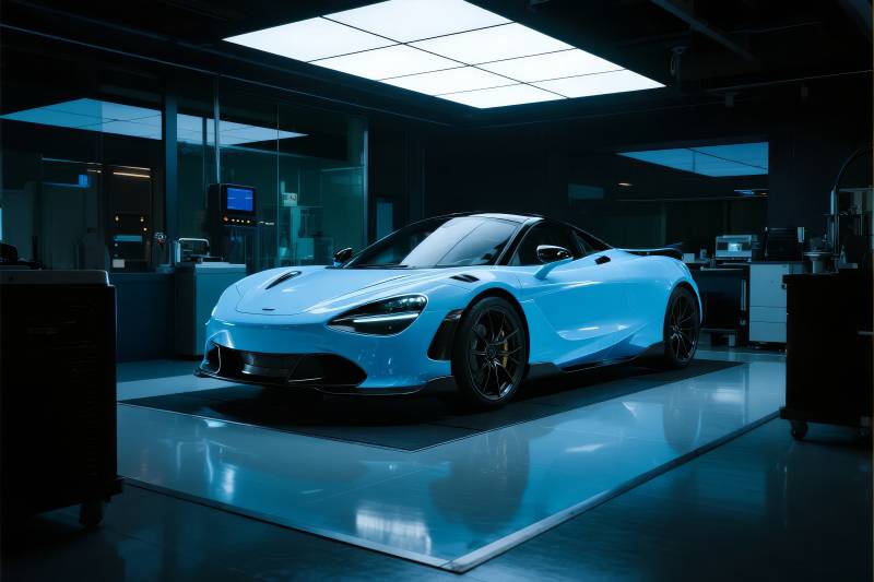 蓝色超跑展厅亮相图片