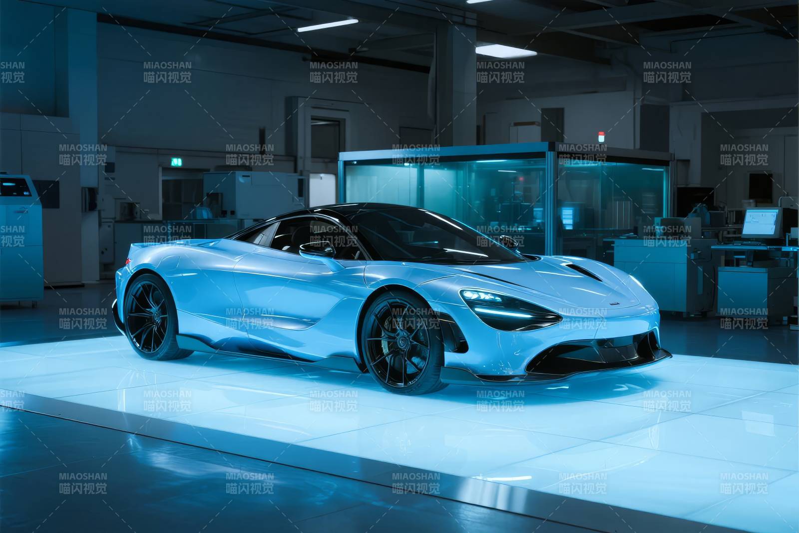 银色跑车展厅亮相图片