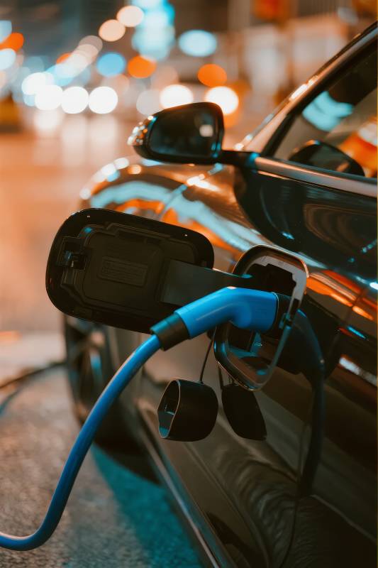 电车充电夜景图片