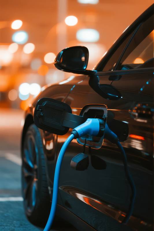 电动汽车充电中图片