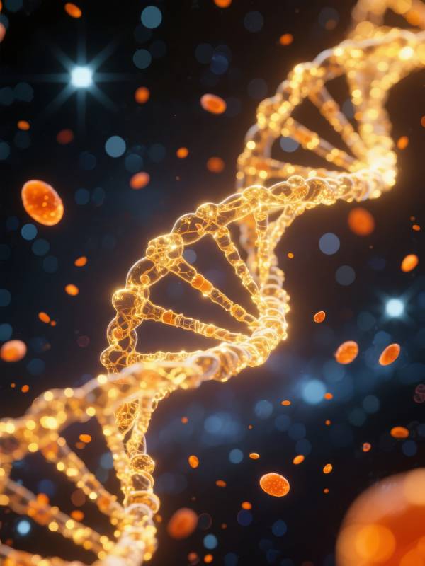 DNA螺旋闪耀光芒图片