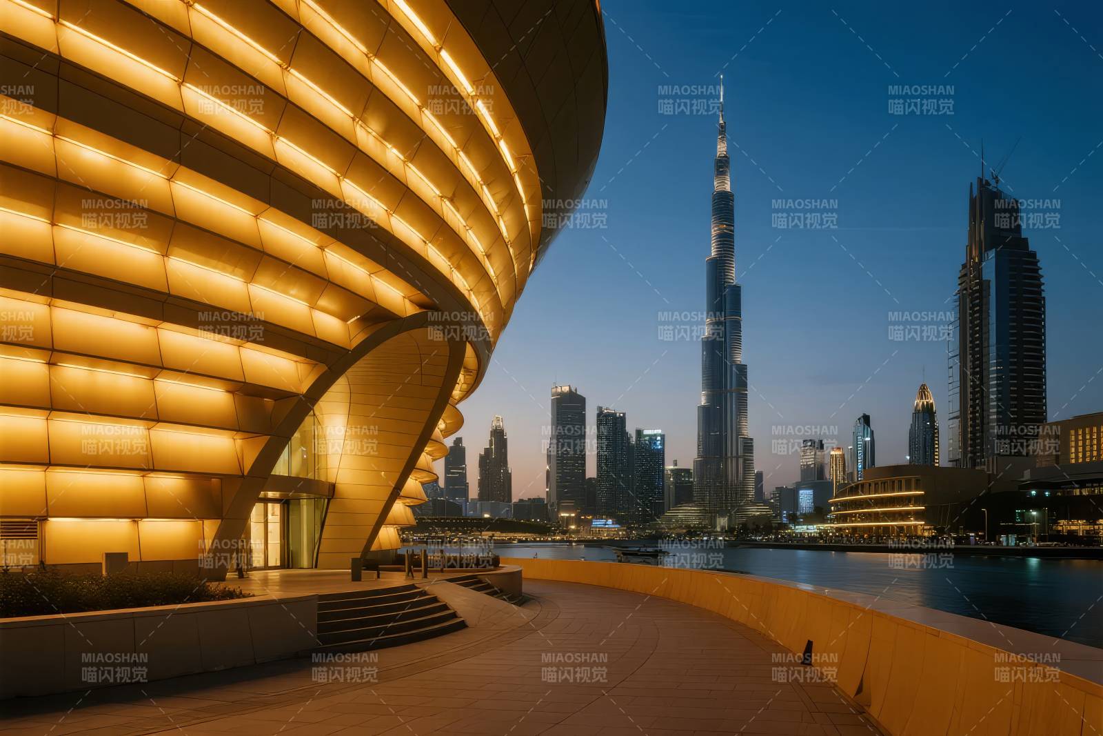 迪拜夜景璀璨图片