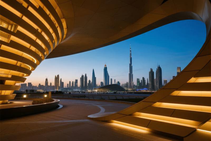 迪拜夜景穹顶观城图片