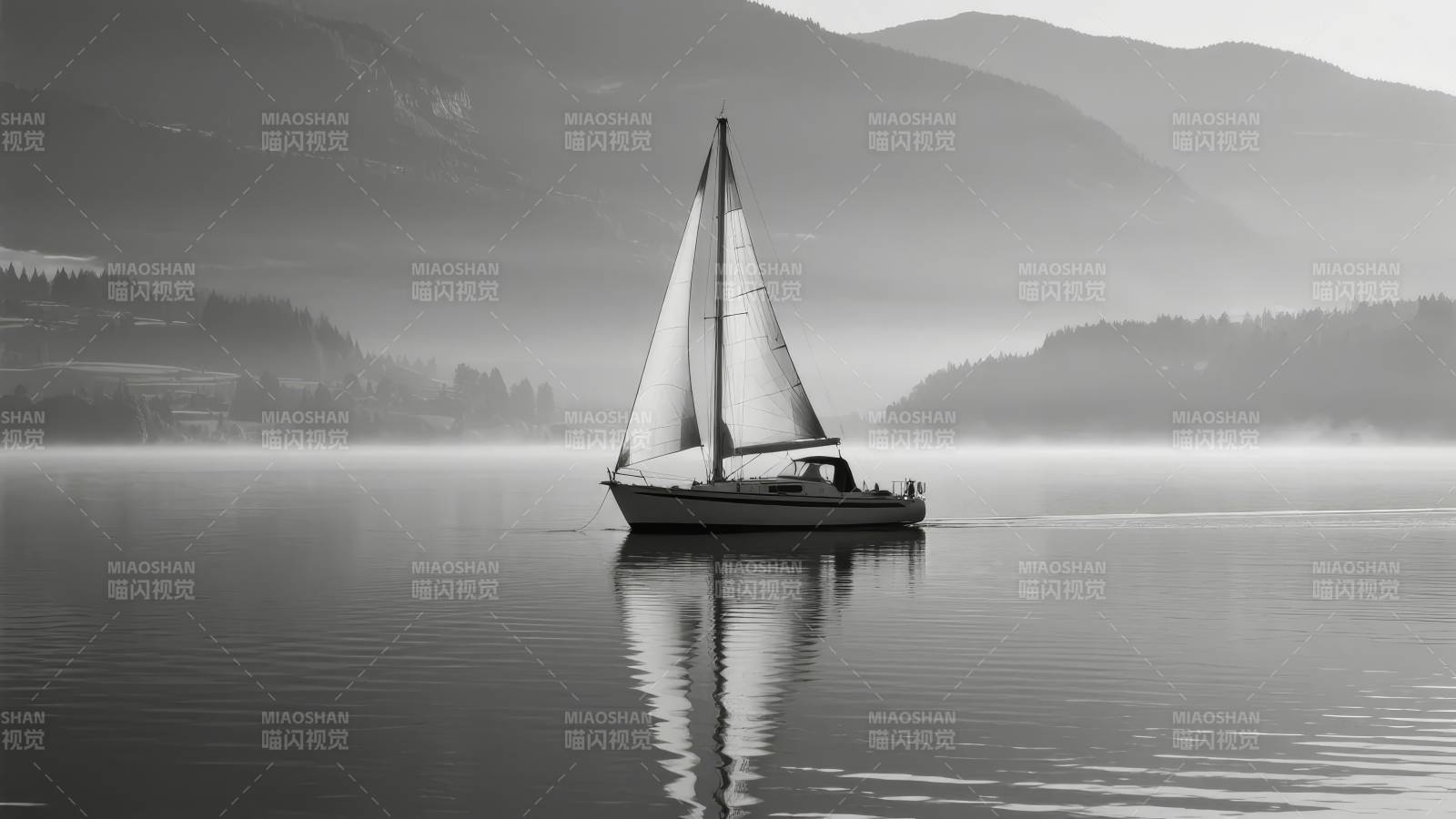 湖上孤帆远影图片