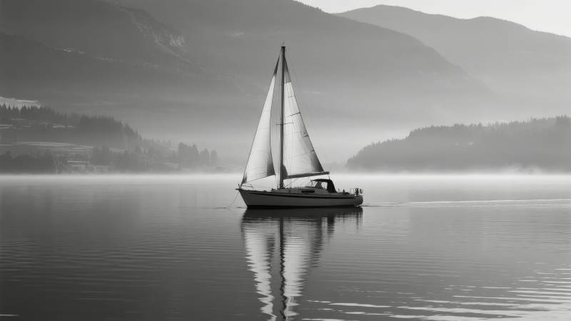 湖上孤帆远影图片