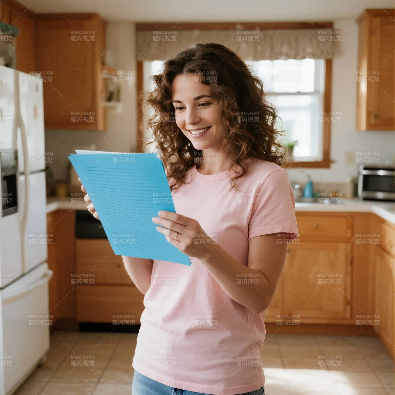 厨房里的微笑女孩图片