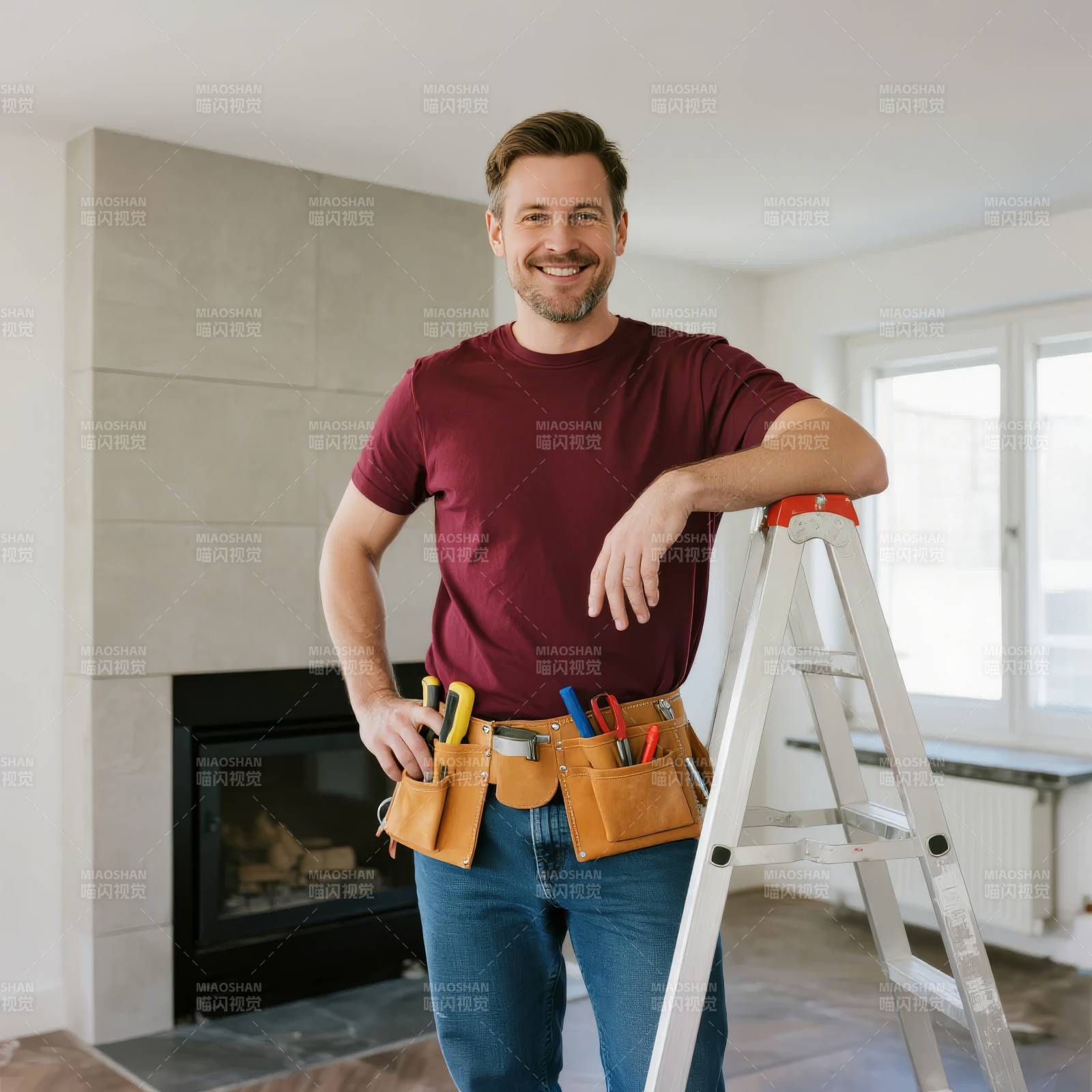 装修师傅微笑工作图片