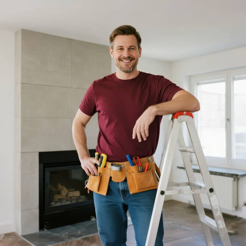 装修师傅微笑工作图片