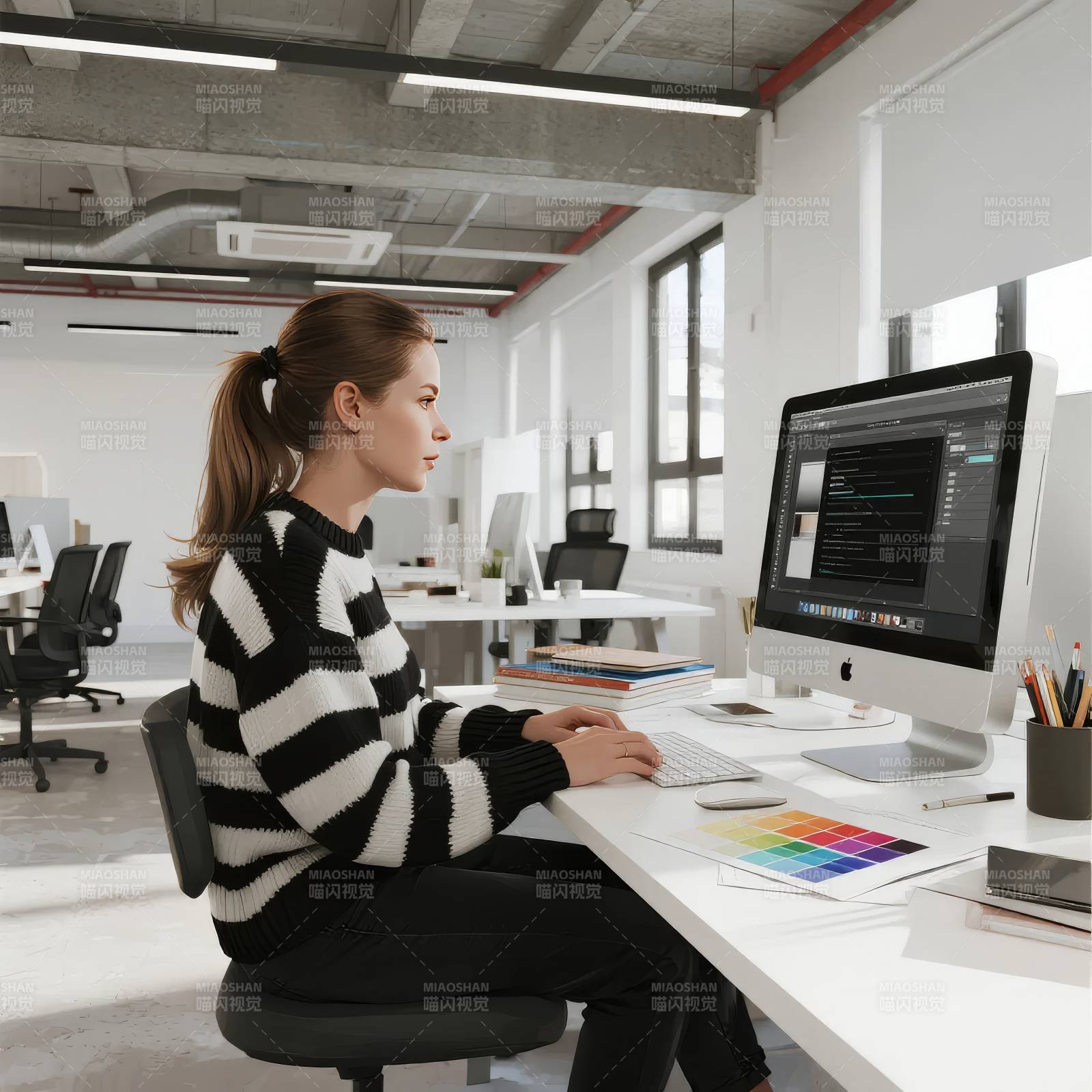 专注工作中的女性图片