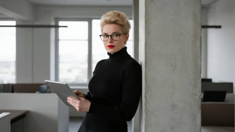 职场女性持平板图片