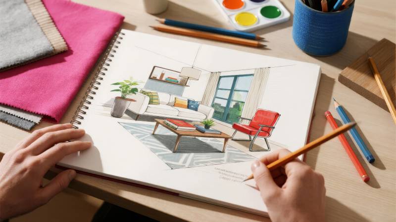 手绘室内设计图图片