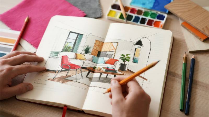 手绘室内设计图图片