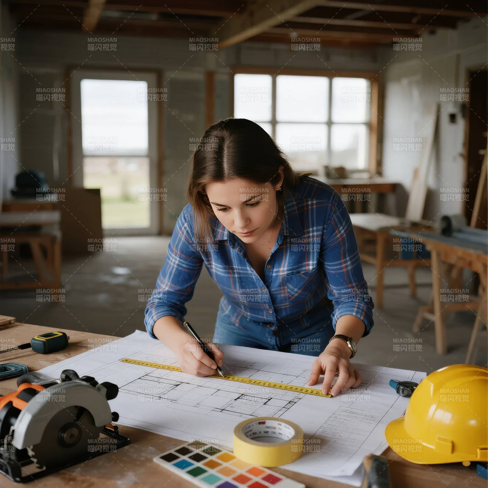 设计师专注绘图图片