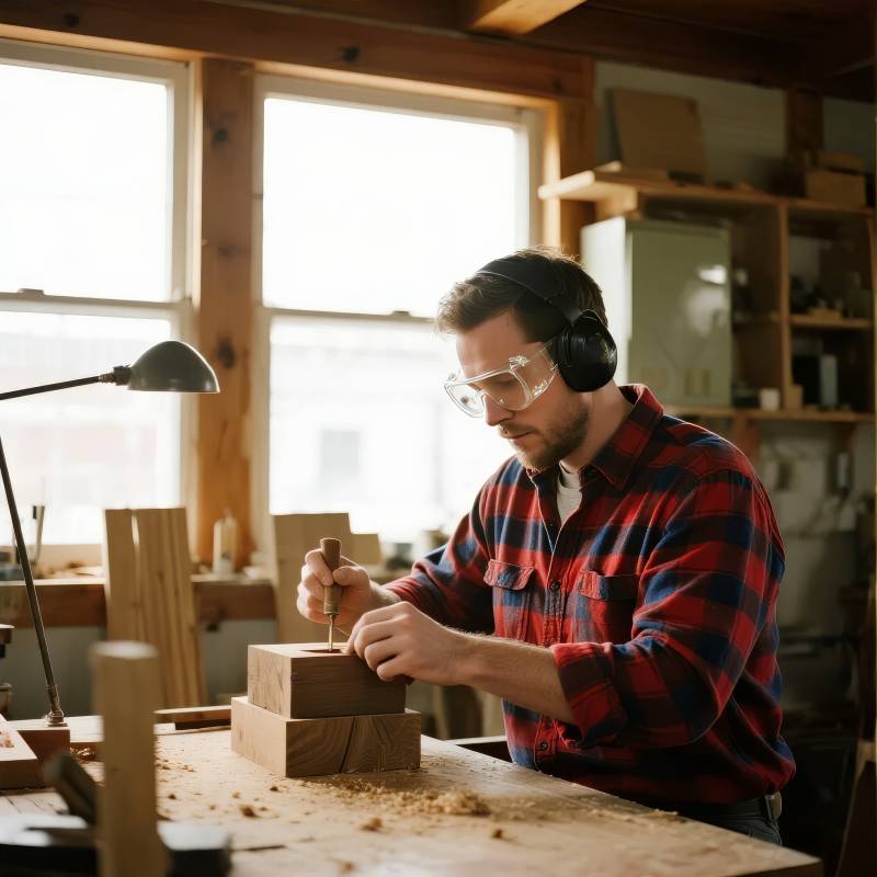 木匠专注雕刻图片