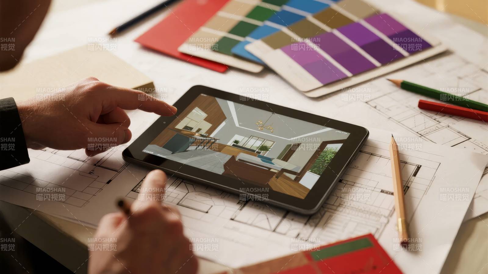 设计师用平板绘图图片