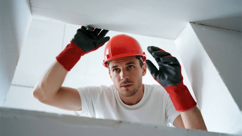 工人检修天花板图片