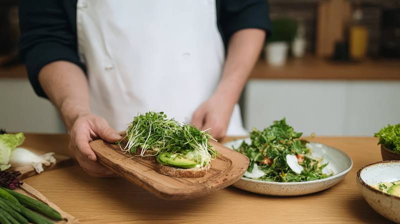 新鲜沙拉制作中图片