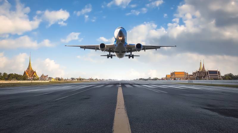 飞机降落机场图片