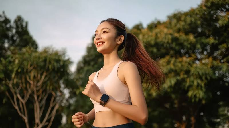 晨跑的微笑女孩图片