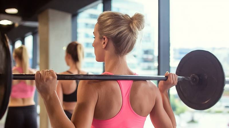 健身女子杠铃训练图片