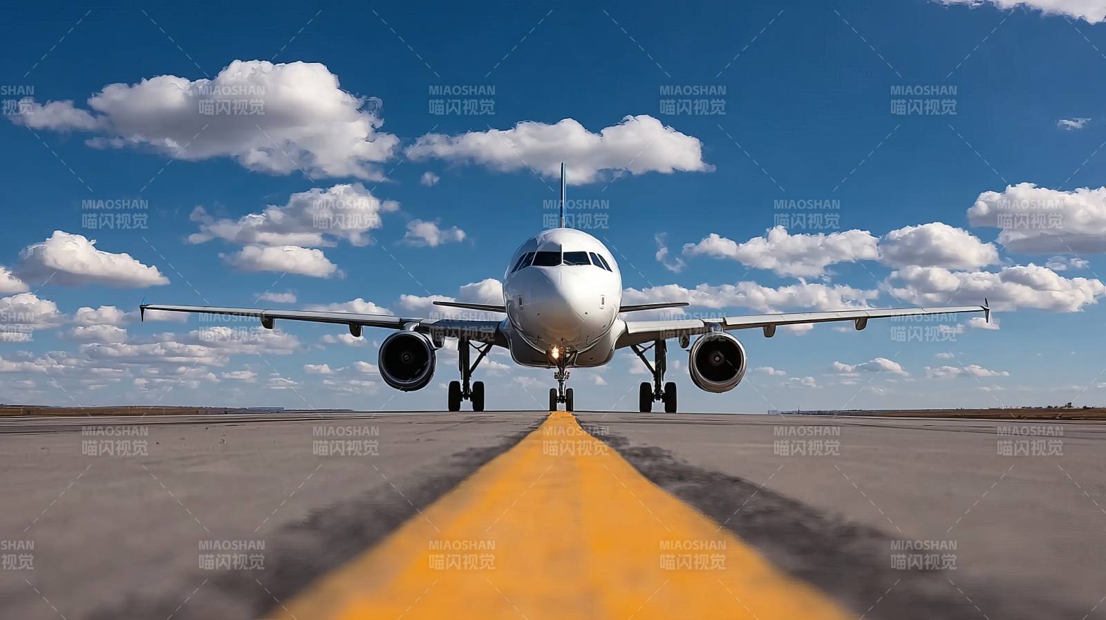 飞机跑道起飞准备图片