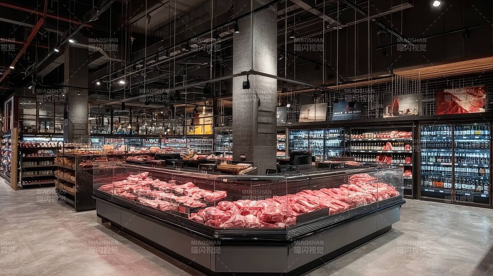 现代超市肉类区图片