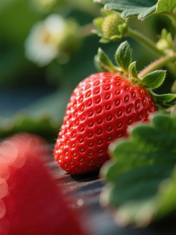 鲜红草莓特写图片
