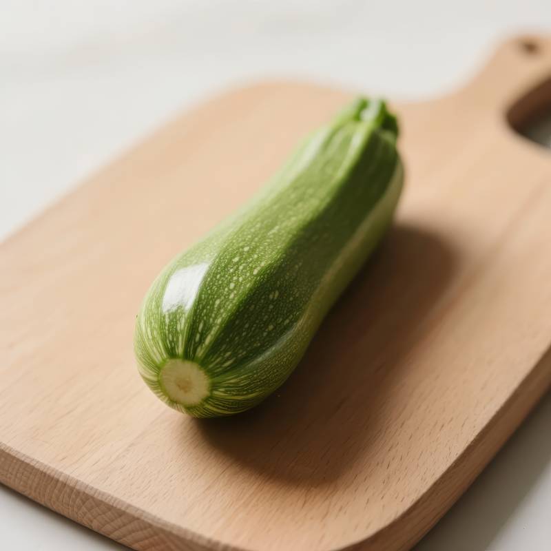 新鲜西葫芦静置砧板图片