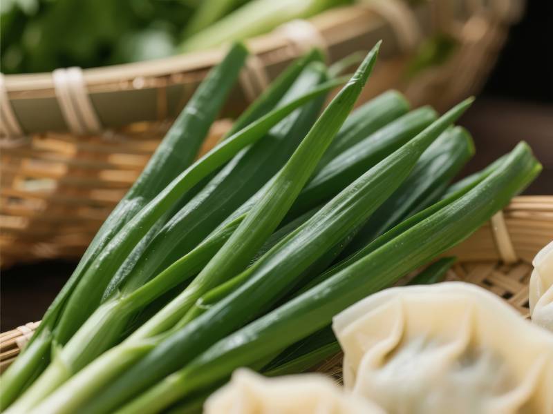 新鲜葱与饺子图片