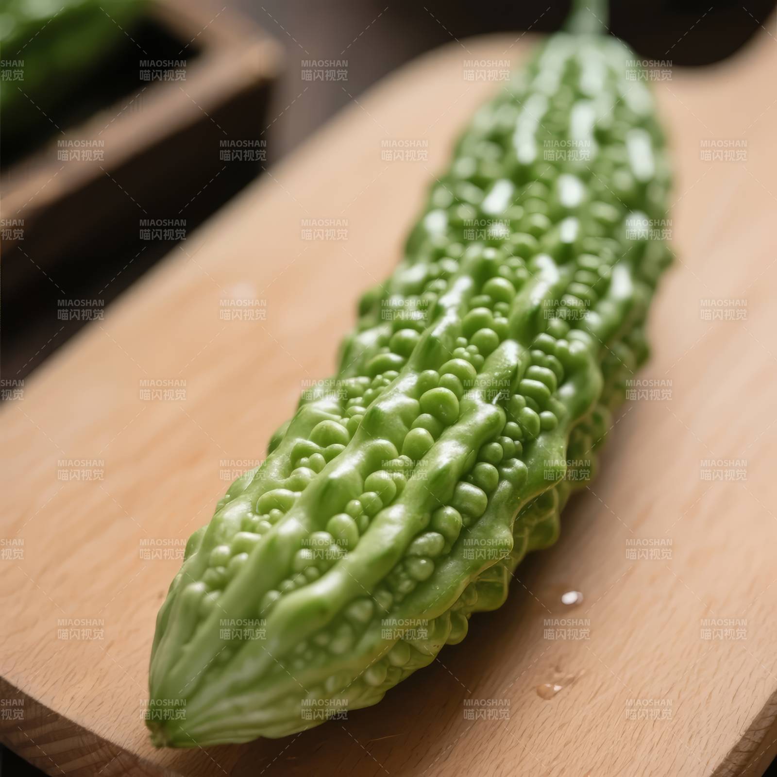 苦瓜静置于木板上图片