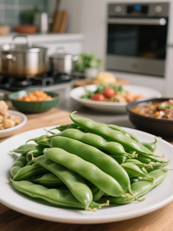 新鲜豌豆荚待烹图片