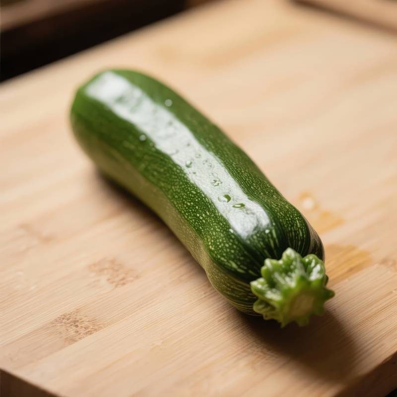 新鲜西葫芦静置砧板图片