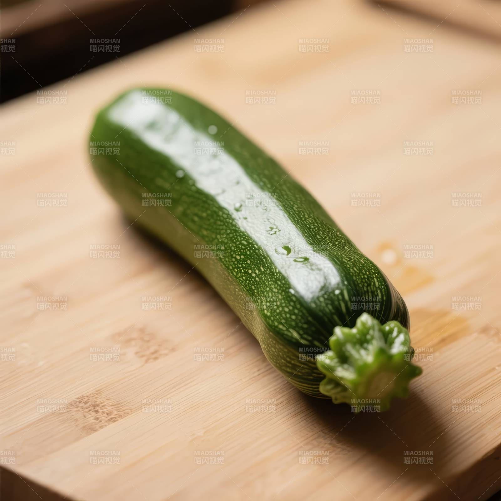 新鲜西葫芦静置砧板图片