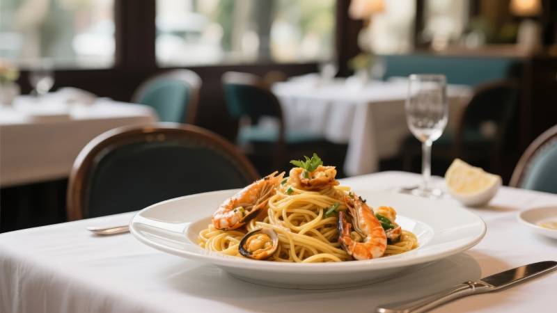 海鲜意面美味呈现图片