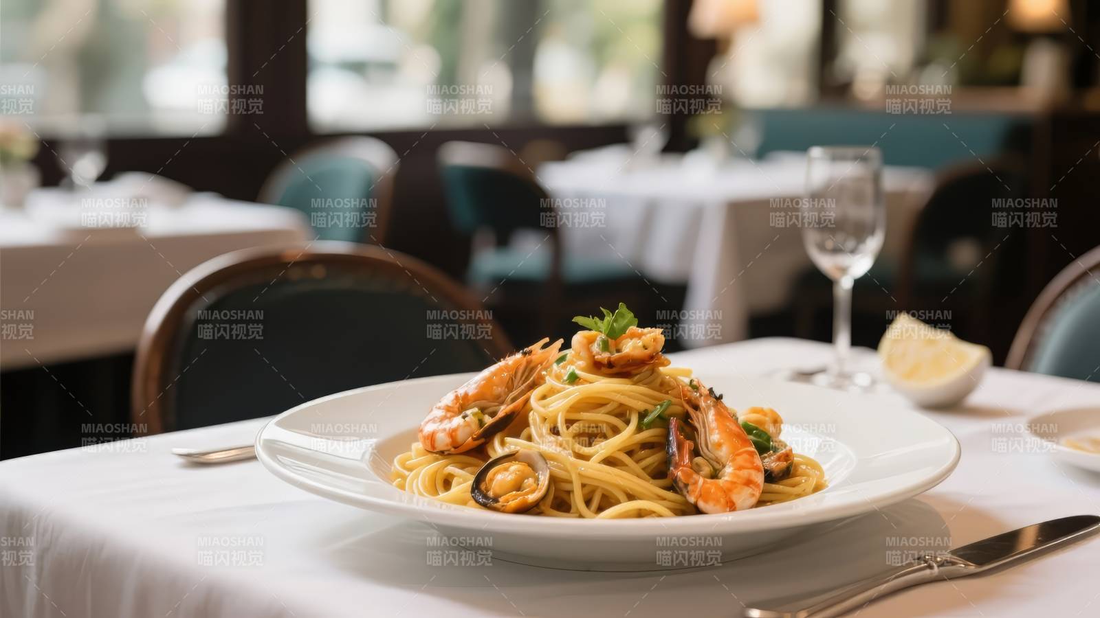 海鲜意面美味呈现图片