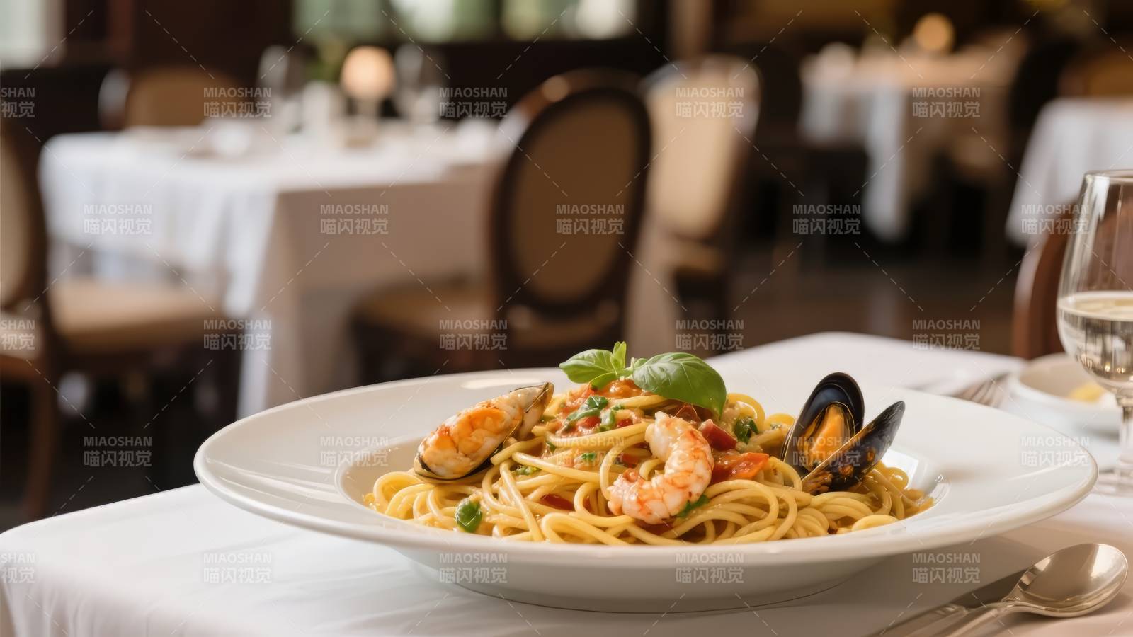 海鲜意面美食图片