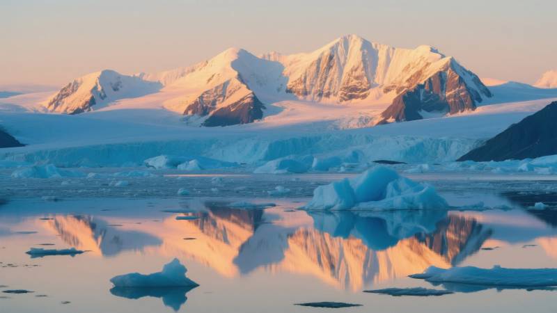 极地冰川倒影图片