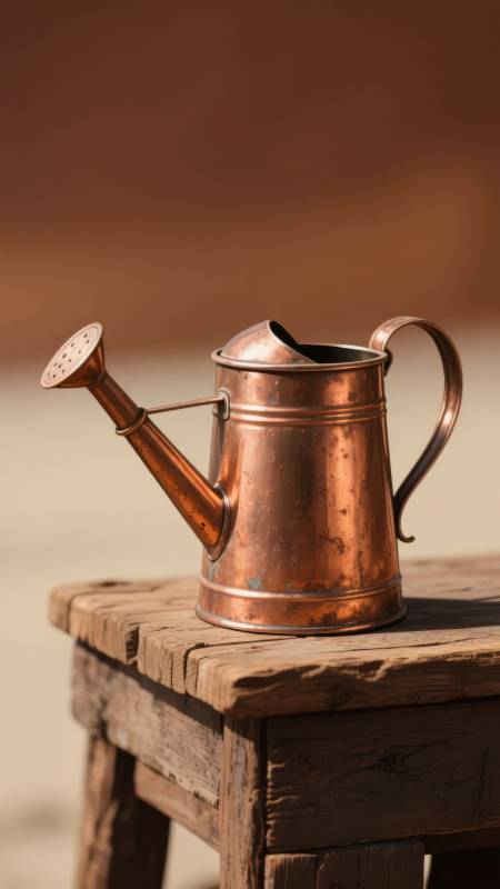 铜壶静置木凳上图片